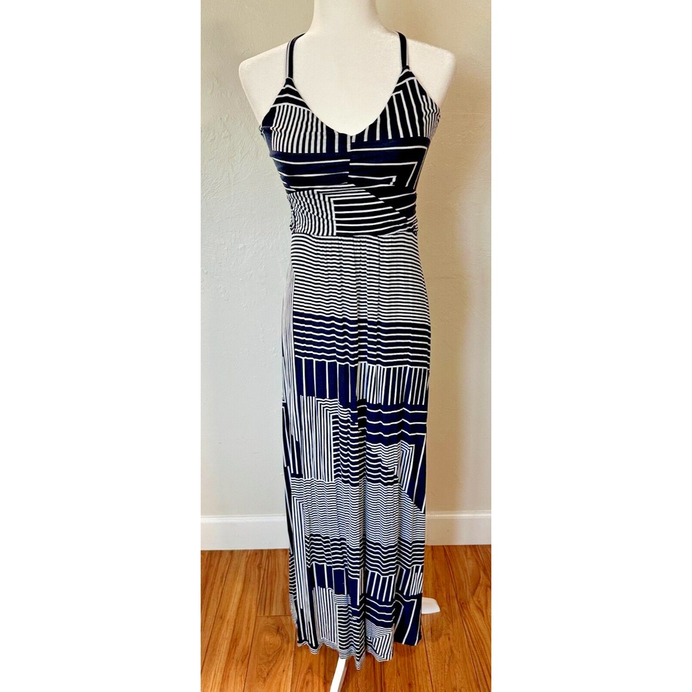 Banana Republic Women's Geometric Sleeveless‎ V-Neck Maxi Dress Size S